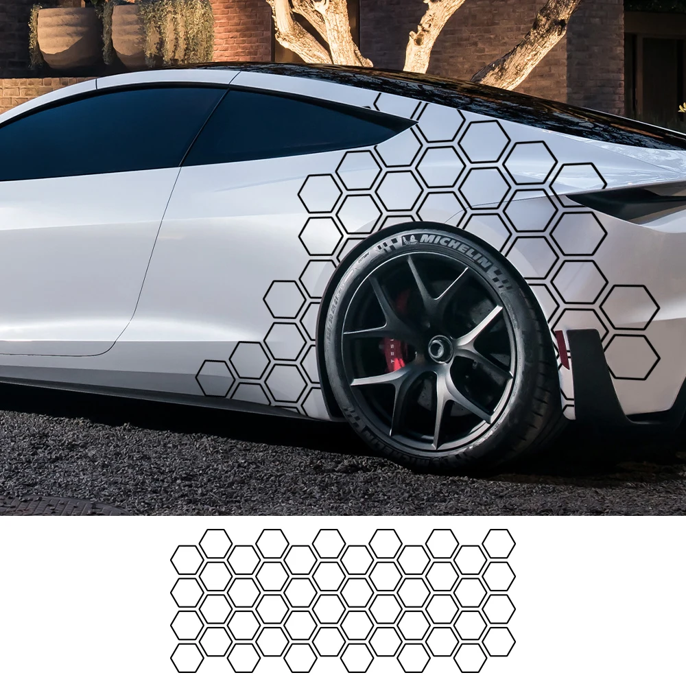 Auto Grafiken Waben Offenen Stil Aufkleber Auto Decor Tuning Auto Seite Aufkleber Für Audi BMW Ford Kia Renault Hyundai Fiat Subaru