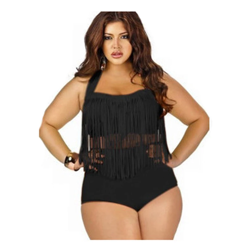 

Plus Size Fringed Bikini Set Underwiere Push Up Swimwear Women High Waisted Bath Suit Swimming Pool Wear saida de praia