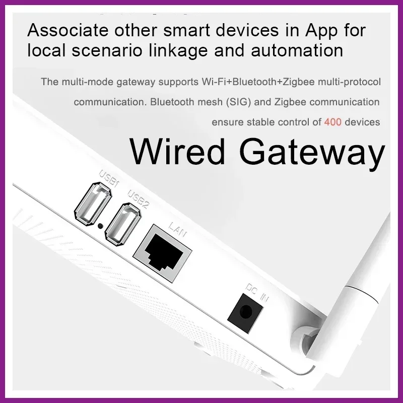 Tuya Zigbee Gateway Zigbee 3,0 Hub Bluetooth gateway con Cable de red, conexión por Cable, Control de vida inteligente