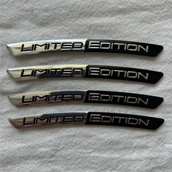 Limited Edition Aluminum Wheel Hub Logo Badges - 4 Piece Decorative Sticker Set (Silver black)