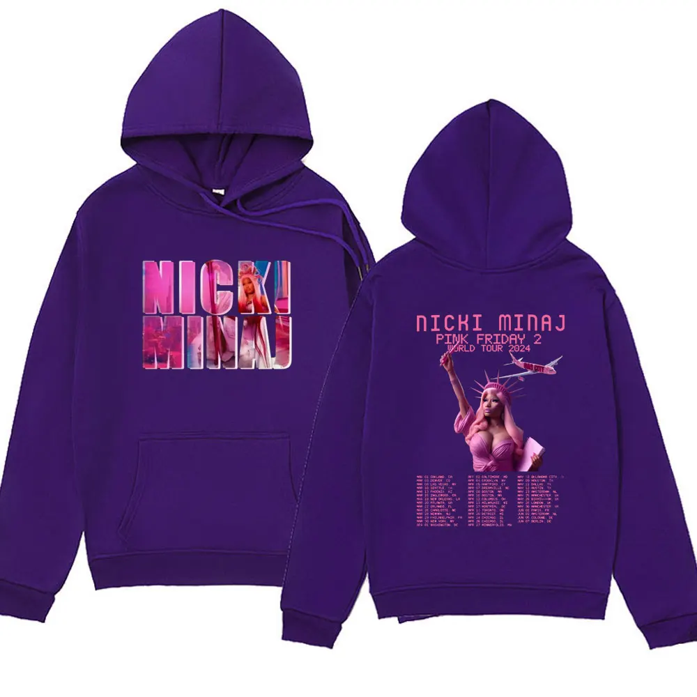 Rapper Nicki Minaj Pink Friday 2 Tour 2024 Hoodies Men Women Fashion Hip Hop Style Sweatshirts Spring New Fleece Hoodie Pullover