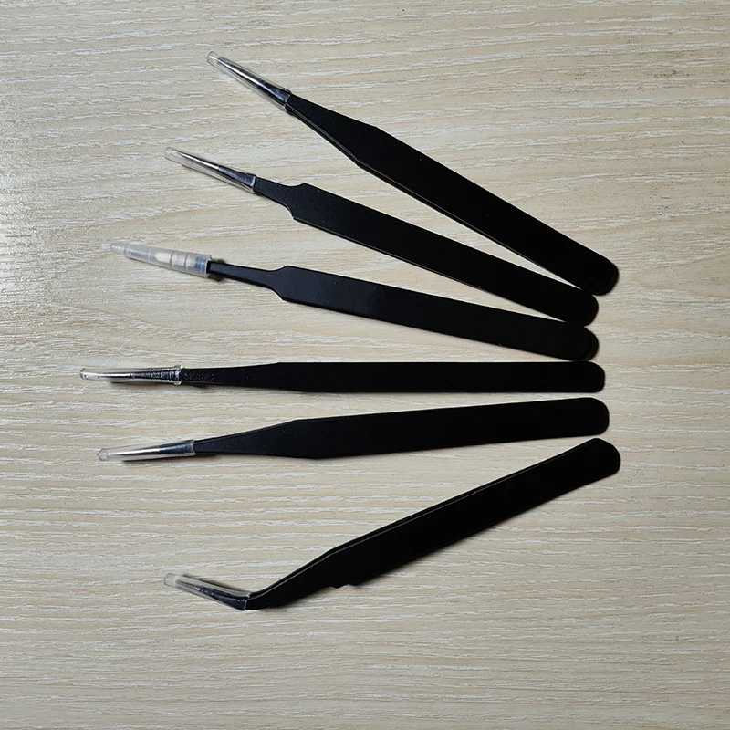 6Pcs Anti-static Stainless Steel Tweezers Maintenance Tool Industrial Precision Curved Straight Tweezers Repair Tools Set