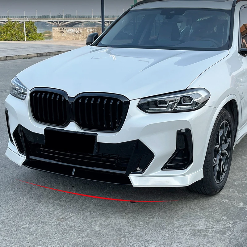BMW X3 2022-2024용 글로시 블랙 ABS 프론트 범퍼 립 스포일러 바디킷 3PCS 범퍼 보호