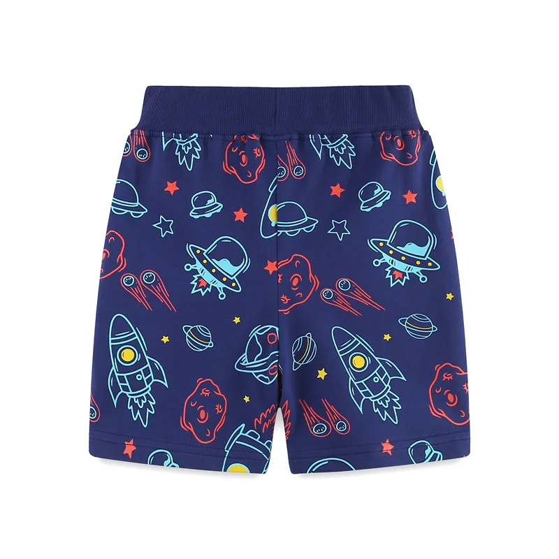Jumping Meters 2-7T Boys Shorts For Girls Drawstring Rockets Space Print Kids Trousers Pants Baby Clothes
