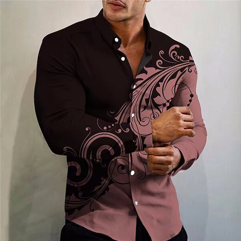 

2023 Spring Luxury Fashion Men's Clothing Vinta Casual Print Long Sleeve Shirts Designer Turn-down Single-Breasted Cardigan