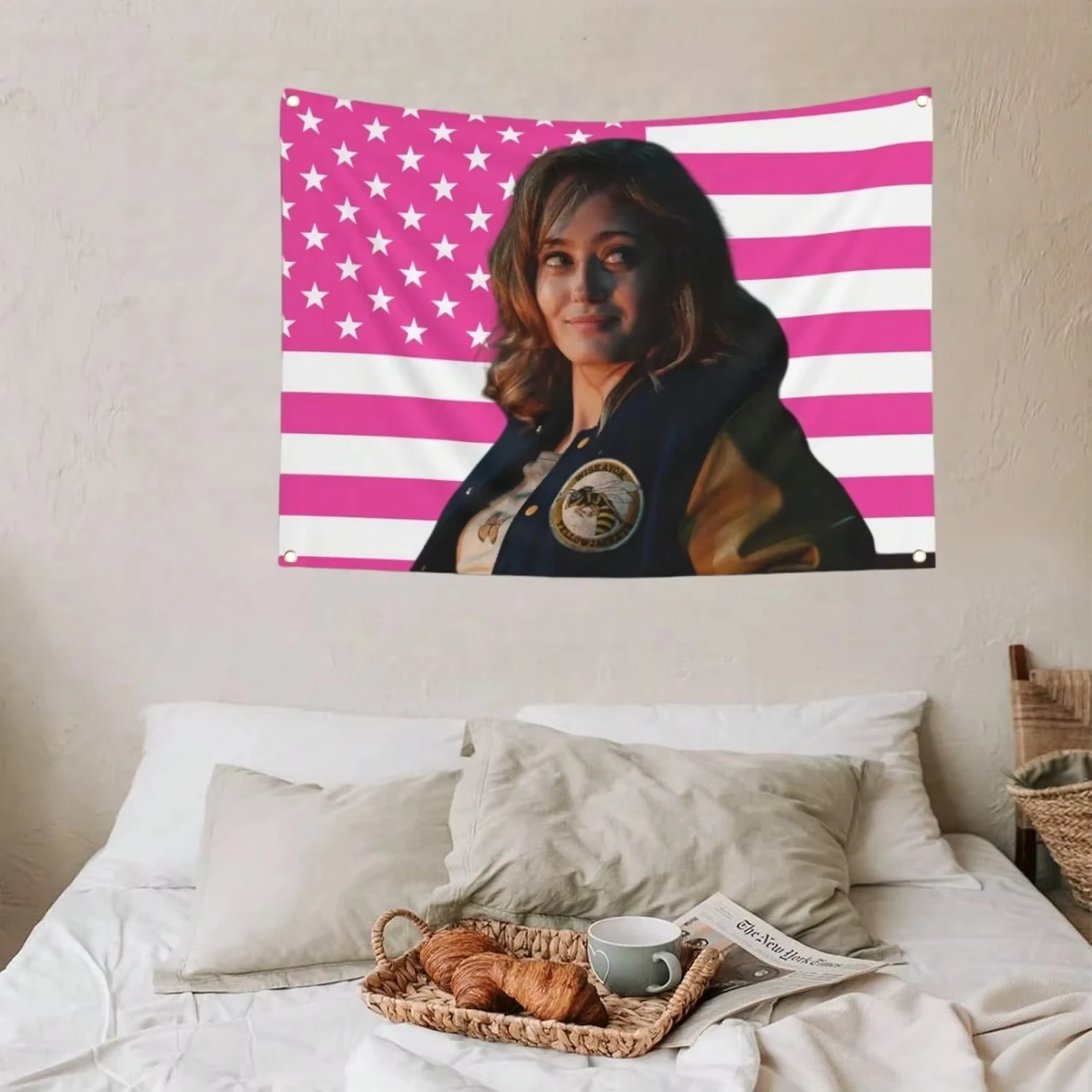 E-Ella P-Purnell J-Jackie Taylor Pink Flag Tapestry  Indoor Home Wall Decor