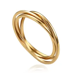Elegant Stainless Steel Braided Interlocked Rolling Anxiety Ring - Ideal for Wedding, Promise, or Anniversary (Gold)