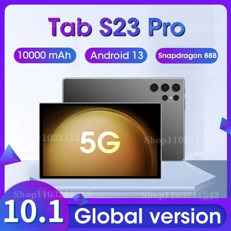 

Original Global Version Tablet S23Pro 4K 10.1Inch Android13 16GB+1TB Snapdragon888 5G Dual SIM WIFI GPS 108MP iPad mini computer