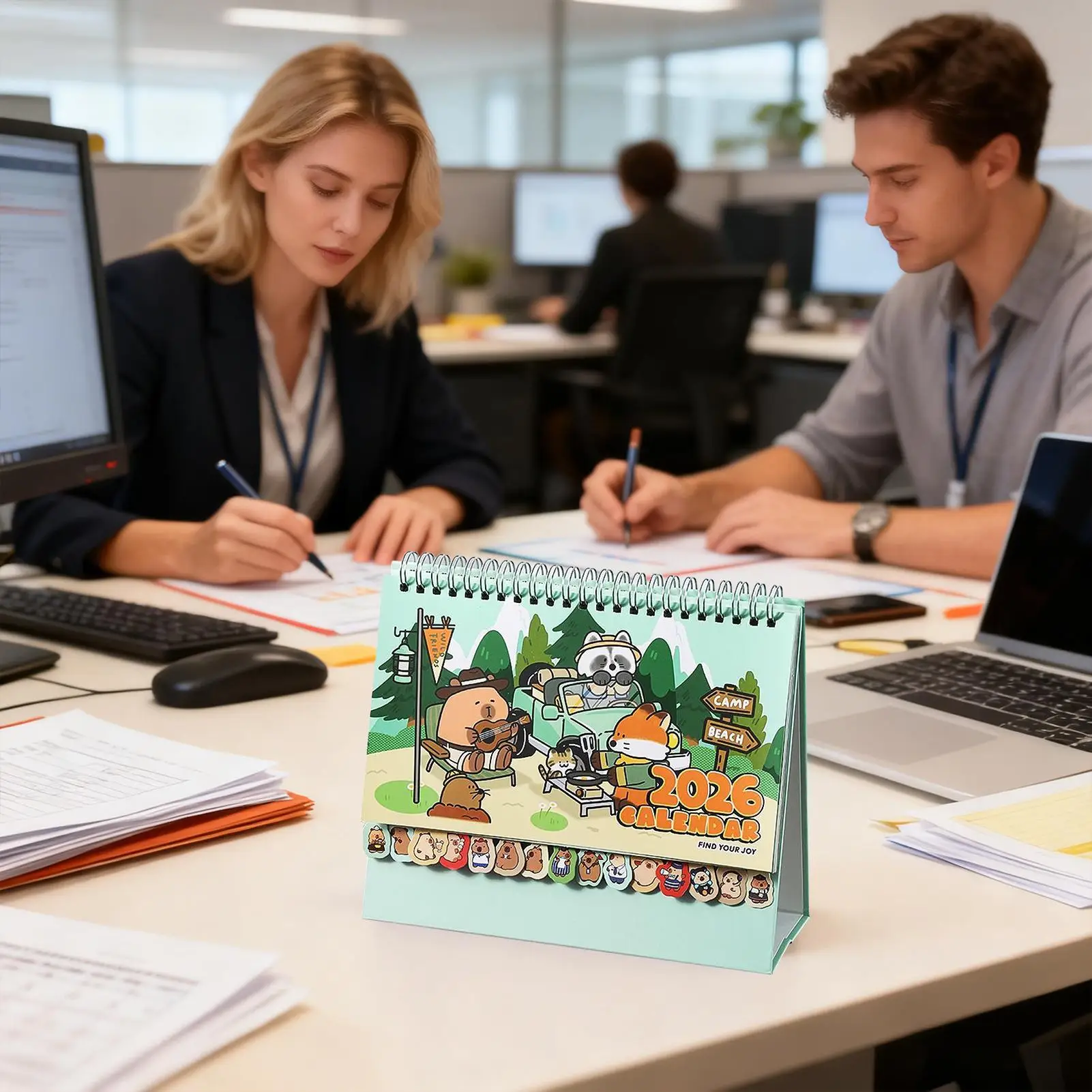 Small Desktop Calendar 2026 Cartoon Capybara Schedule Organizer 12 Months Stand Up Calendar for Friends Family School Workplace
