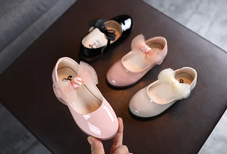 Kinder Leder Mädchen Schuhe Glänzende Shell Prinzessin Schuhe für Baby Party Hochzeit Kinder Spitze Bogen Frühling Sommer Kleid Schuhe F03111 – Detail 4