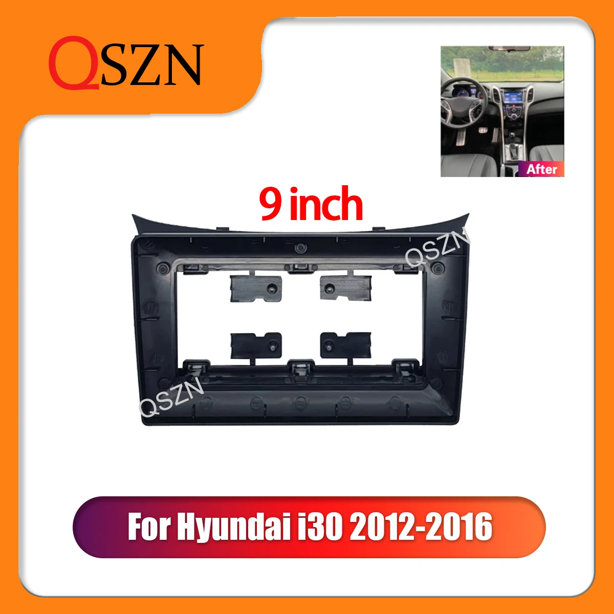 

QSZN 9-дюймовая рамка для автомобильного радио для Hyundai i30 2012-2016, кабель питания, панельный адаптер, монтажный комплект для приборной панели 2 Din DVD