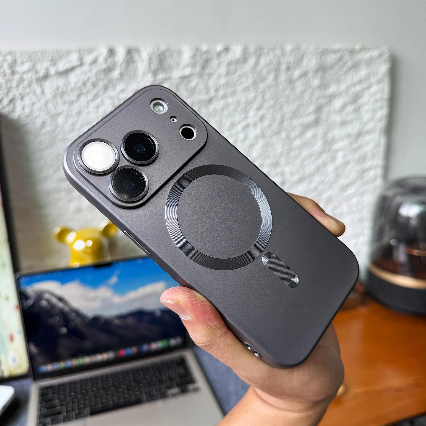 Luxury Matte MagSafe-Compatible Phone Case with Magnetic Charge and Lens Protector Cover
