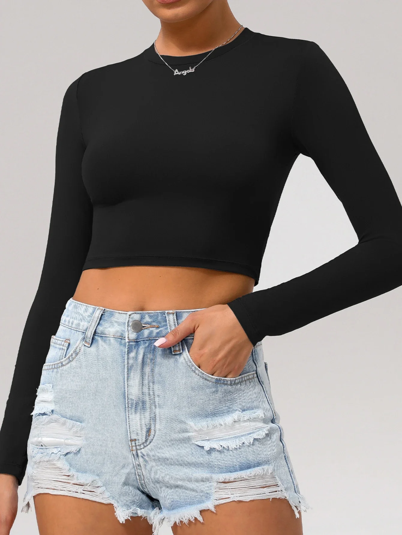 Slim Fit Sports T-shirt Women Yoga Top Quick Drying Long Sleeved Crop Top New Solid Color Runing Fitness Leisure Wear