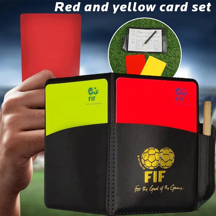 Soccer Referee Record Book Fluorescent Red Yellow Cards With Leather ...