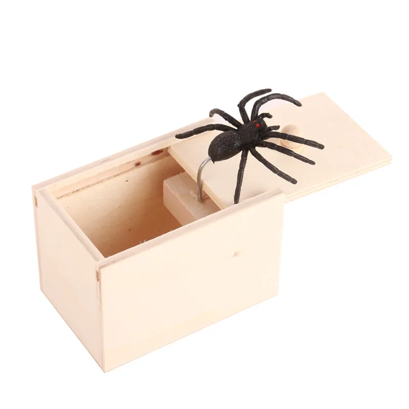 Spider Surprise Box Joke Fun Scare Prank Gag Gifts Kids Adult Toys Tricky Toy Scared Wooden Spoof Scary Little Bug Prank toys Joke toys Tricky toy spider box