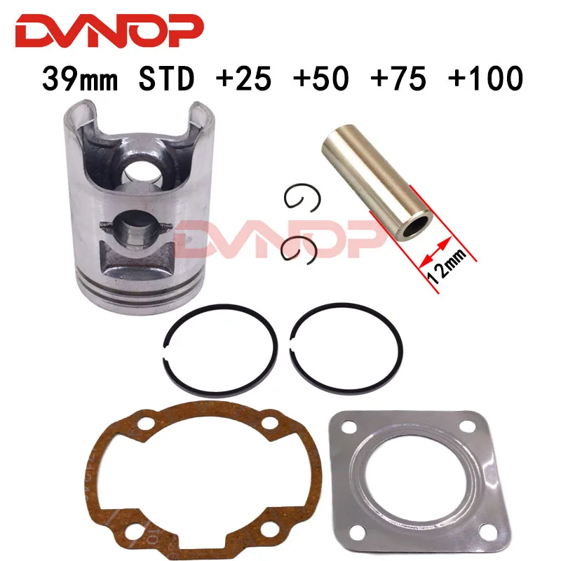 Motorcycle piston ring DIO50 scooter piston ring piston diameter of 39mm +25 +50 +75 +100 piston pin for 12mm