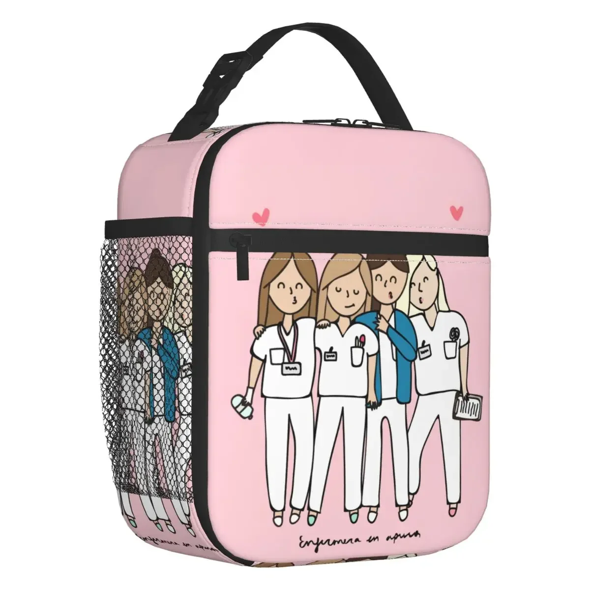 

Cartoon Ladies Nurse Doctor Printed Thermal Insulated Lunch Bag Reusable Lunch Tote for Women Kids Multifunction Food Bento Box