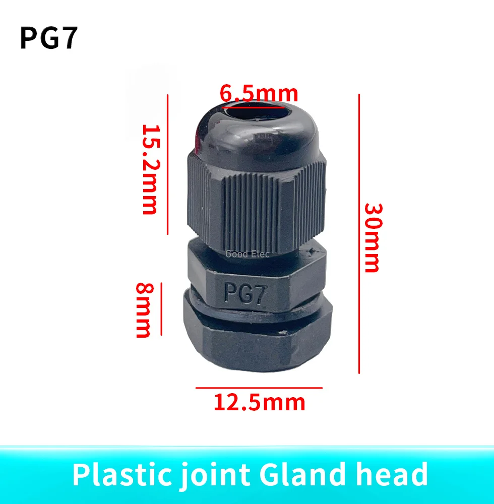 10pcs White Hot Sale IP68 Waterproof Nylon Plastic Cable Gland Connector PG7 for 3-6.5mm Cable