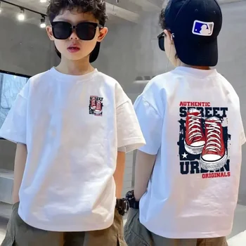 100% Cotton Kids T-shirt Summer Streetwear Cool Graffiti Print Boys Girls Short Sleeve Children Tops High Quality 1