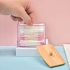 Clear Cotton Swab Dispenser Plastic Ear Stick Swabs Holder Square Toothpick Container Bathroom Countertop Storage Box 5