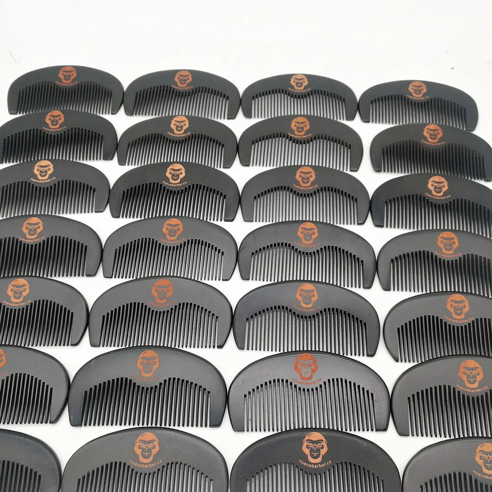 50 Pieces/Lot Customized Logo Beard Comb Black Wooden Comb for Hair Beard Mustach Pocket Size 5