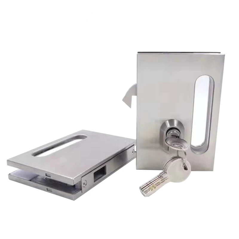 

gorgeous square sliding glass door lock 304 stainless steel handle door lock sliding set cylinder tempered glass slide lock
