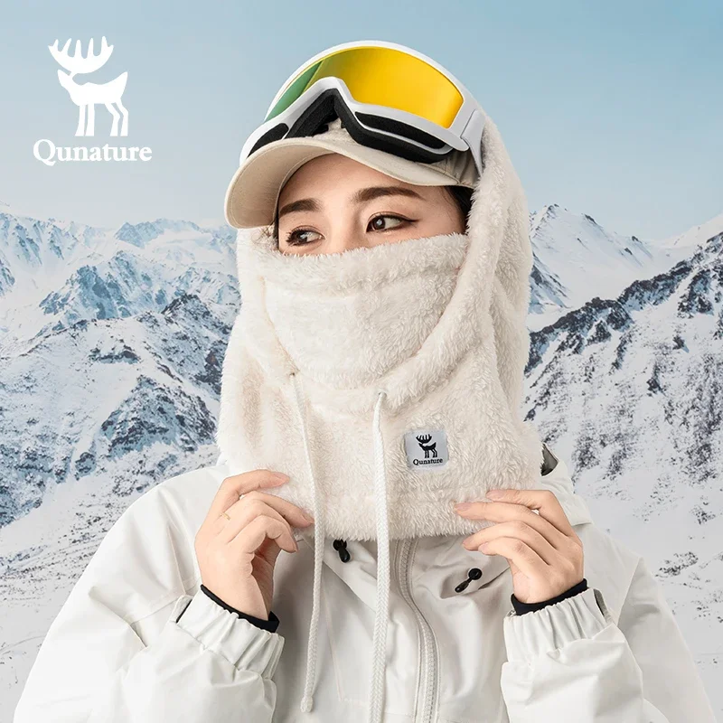 Qunature Winter Thermal Fleece Balaclava Ski Face Mask Neck Warmer Scarf Snood Hood Hat Windproof Cold Outdoor Sport Cycling Cap