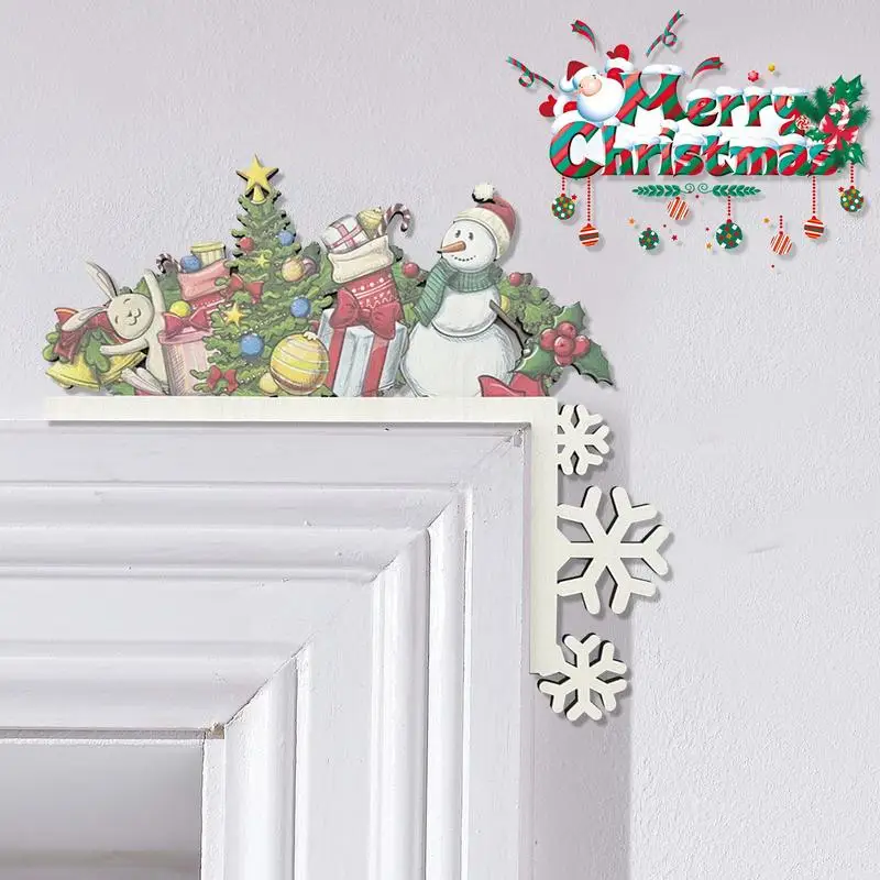 Decoración Navideña Para Marco De Puerta - Set De 2 Piezas De Madera, Con Motivos De Papá Noel Y Renos - Para Puertas, Ventanas, Paredes O Chimenea