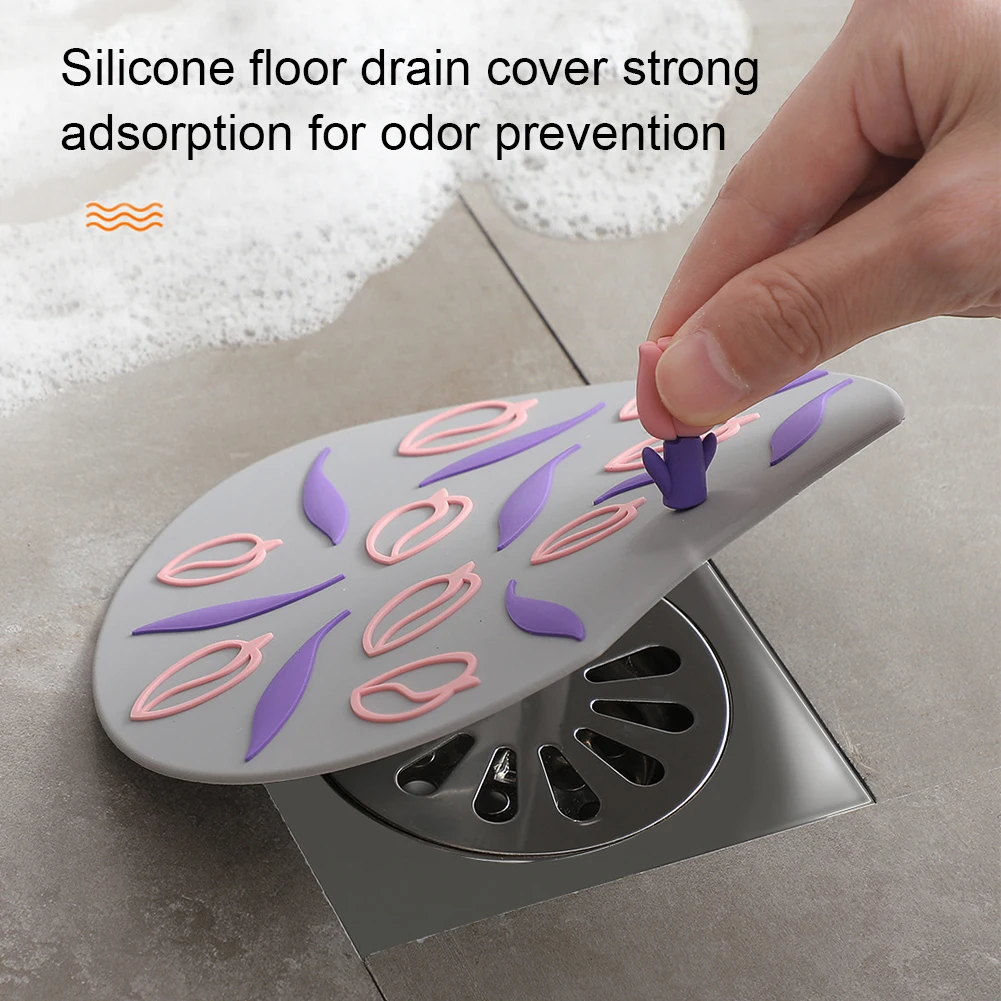 

Flat Bathtub Drain Bathroom Anti Cockroach Reusable Kitchen Sink Tub Stopper Strong Adsorption Cute With Flower Handle Portable