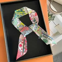 Luxury Design Horse Print Skinny Silk Ribbon Scarf Women5x85cm Hairband Soft Satin Female Foulard Floral Headband Bag Neck Ties 2