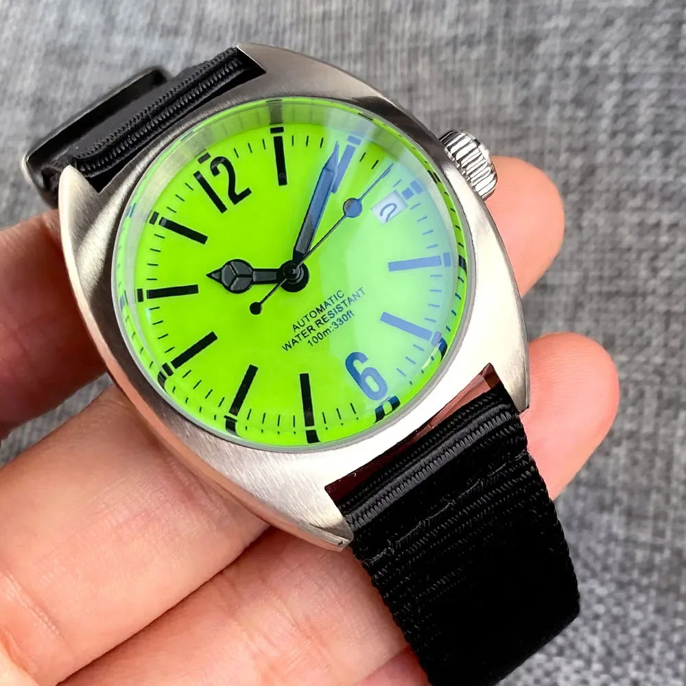 Pilot Dive Automatic Watch Men NH35 36mm Full Luminous Lady Steel Wristwatch Dome Sapphire Glass SUB Black Hand Sport Clock new nh35 dome sapphire glass tandorio 36mm mechanical watch for men pilot wristwatch full green luminous dial luxury clock