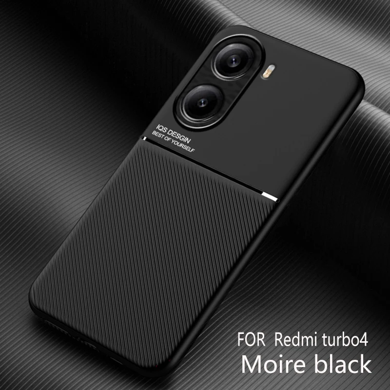Shockproof Non-Slip Textured Phone Case with Magnetic PU Leather Back Cover