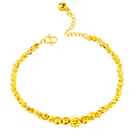 Lucky 24K Gold Plated Charm Big& Small Beads Bracelet For Women Girls Fashion Pure Gold Color Ball Link Chain Bracelet Jewelry 1