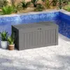 120 Gallon Large Deck Box, Outdoor Lockable Storage Box for Gardening Tools, Waterproof Deck Box for Patio Furniture, 2