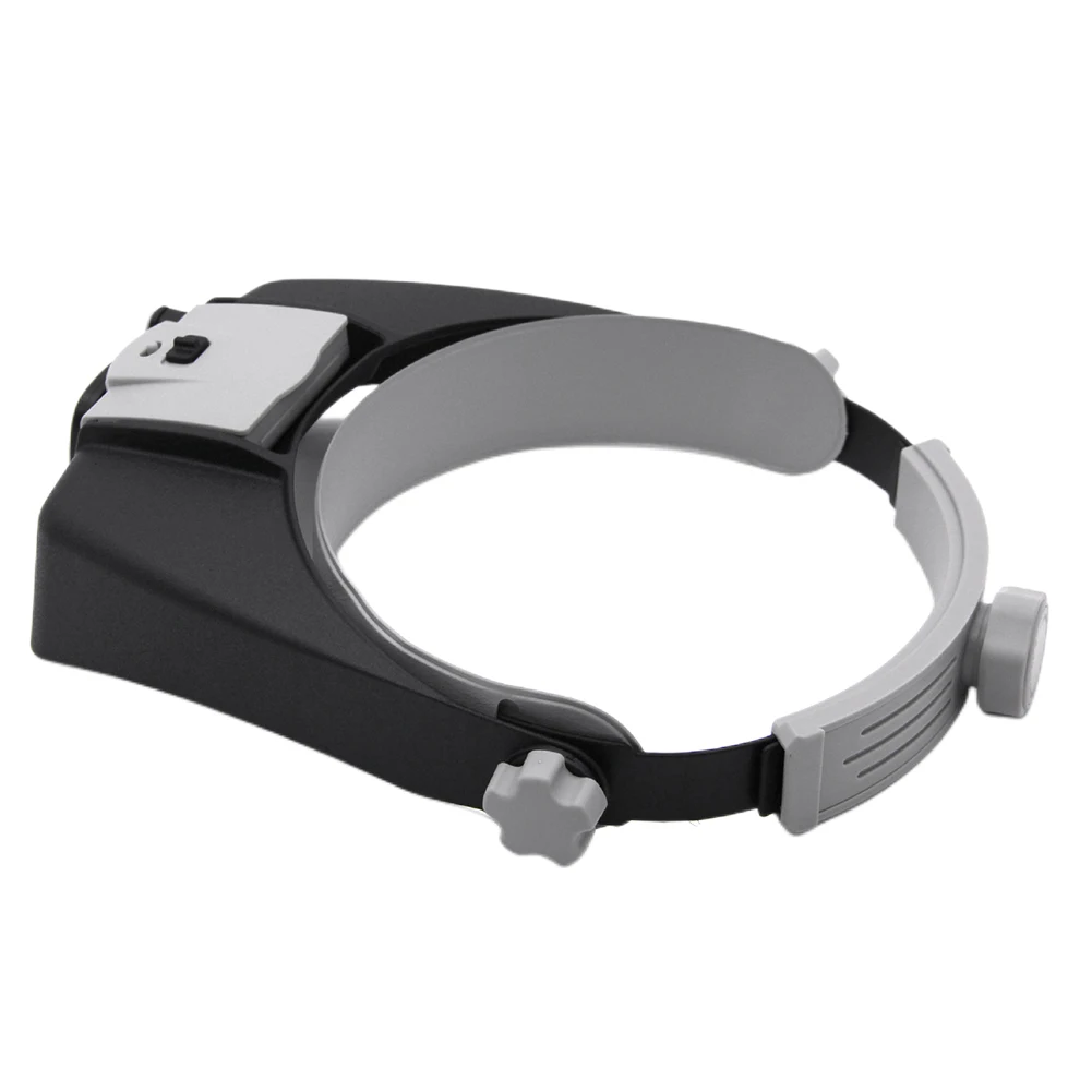 Stirnbandlupe mit 2 LED-Lichtern, tragbare Lupe, verstellbares Kopfband, beleuchtete Lupe zum Lesen, Schmuck, Uhrenreparatur – Detail 1