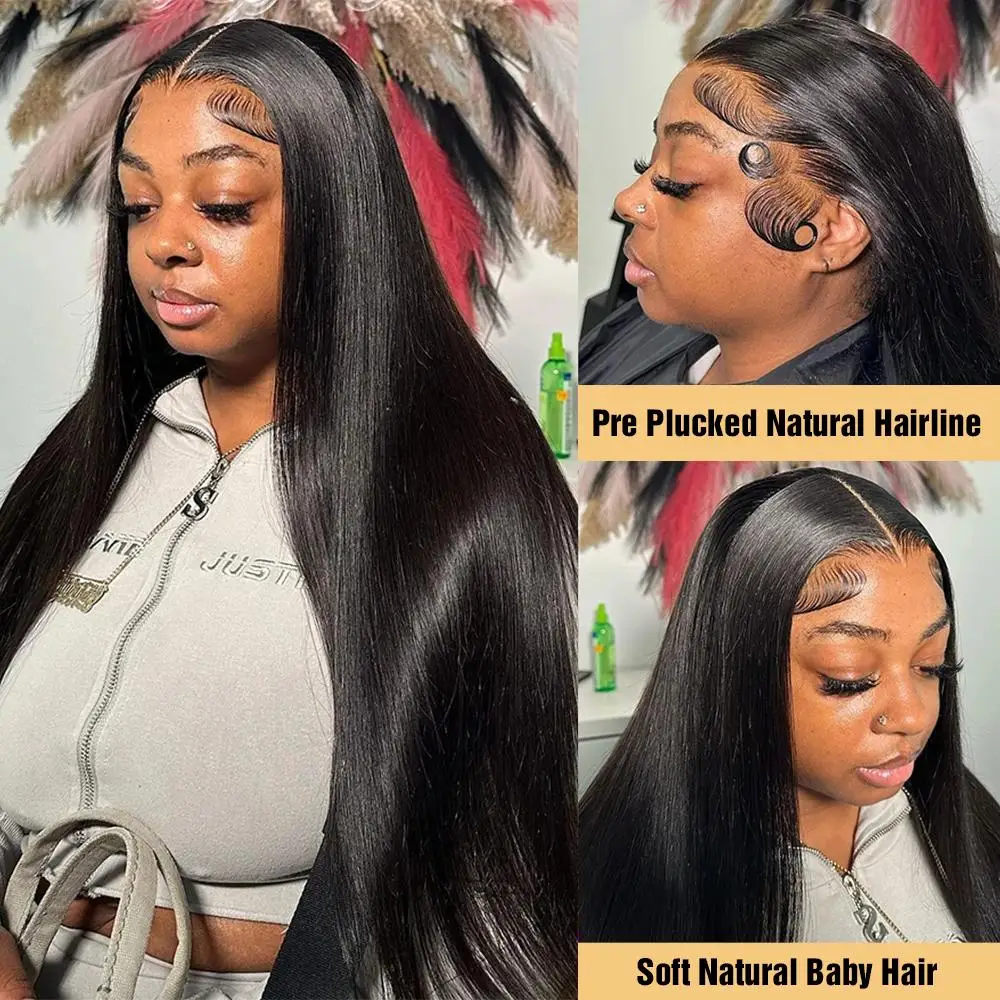 Human Hair Wig 40 Inch 13x6 HD Lace Frontal Straight Transparent Lace Front 13x4 Only 250 Density for Women, human hair wig