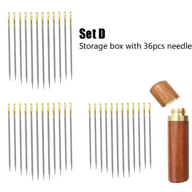 Vârstnici Ac orb orificiu pe partea acului 36 buc. Deschidere laterală coadă din oțel inoxidabil Ace de cusut manual pentru filet