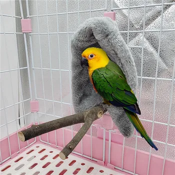 플란넬 새 담요 새 컴포트 코너 앵무새 케이지 둥지 오두막 따뜻한 새 둥지 집 침대 매달린 해먹 장난감