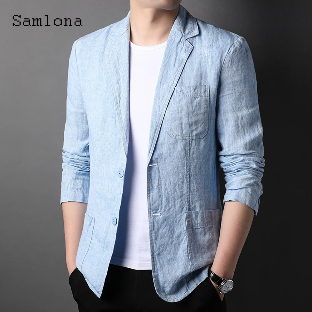 

Mens Eleagnt Leisure Casual Lightweight Linen Blazers Kpop Style Fashion Slim Fits Tops Outerwear Sexy Men Clothing 2022