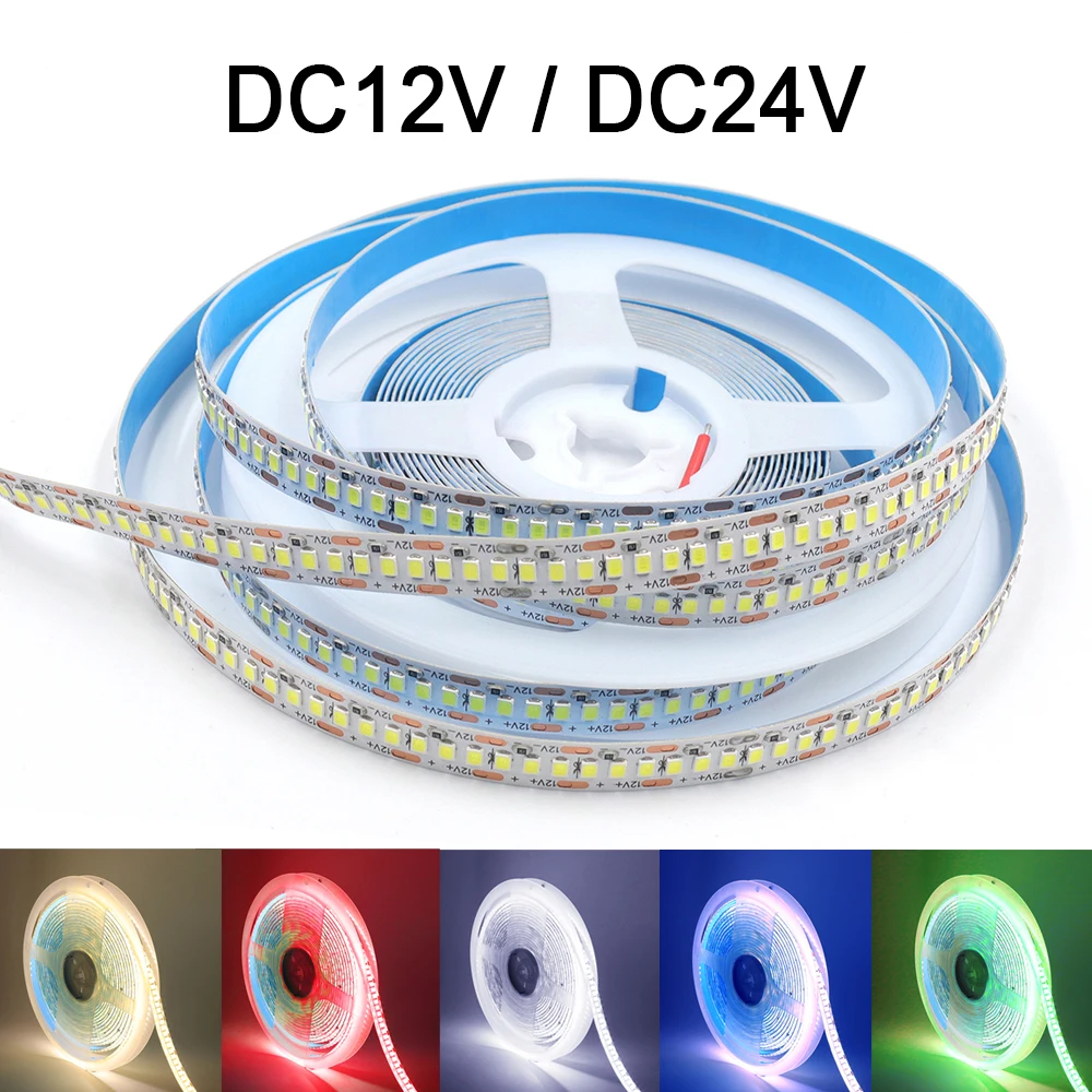 12V 24V SMD 2835 5m LED Strip Light Waterproof IP65 IP67 High Density 240LED Flexible Led Tape Lighting for Stairs Kitchen Decor