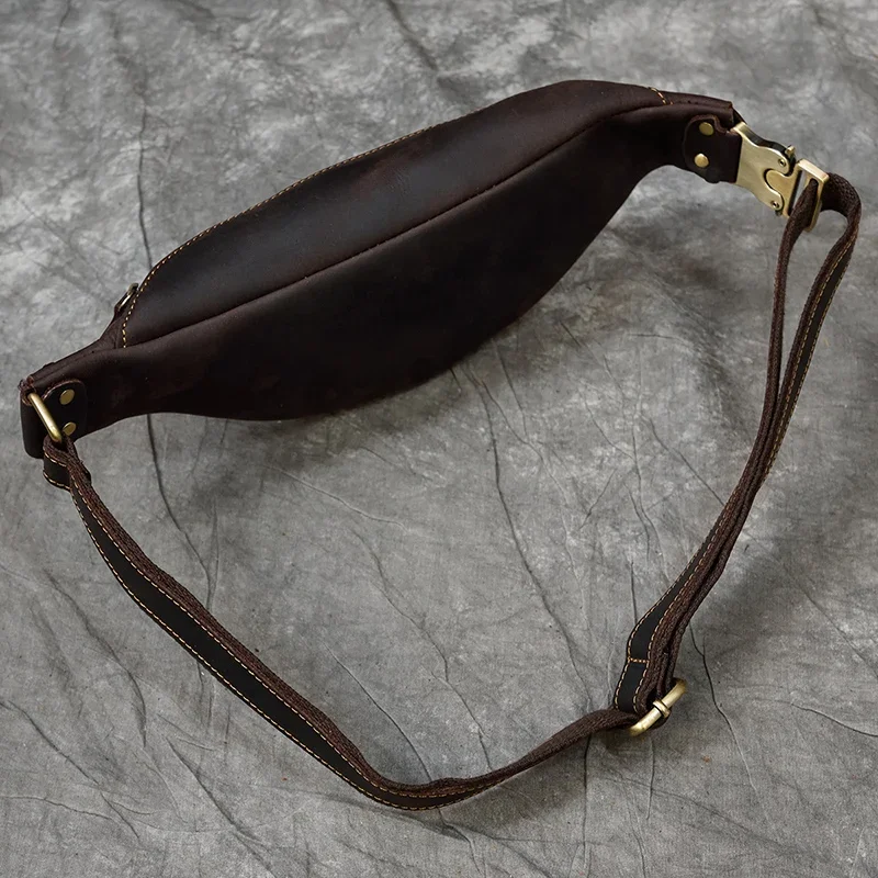 Genuine leather waist bag for men with sleek premium design and adjustable strap