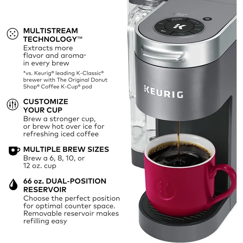 Keurig&reg; K-Supreme Single Serve K-Cup Pod Coffee Maker, MultiStream Technology, Gray