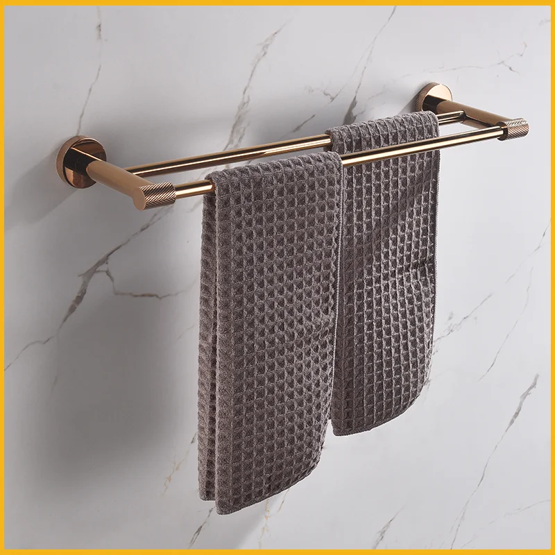 Rose Gold Wall-Mounted Stainless Steel Bath Towel Rack Toilet Paper Holder Towel Bar Robe Hook Cup Holder Bathroom Accessories