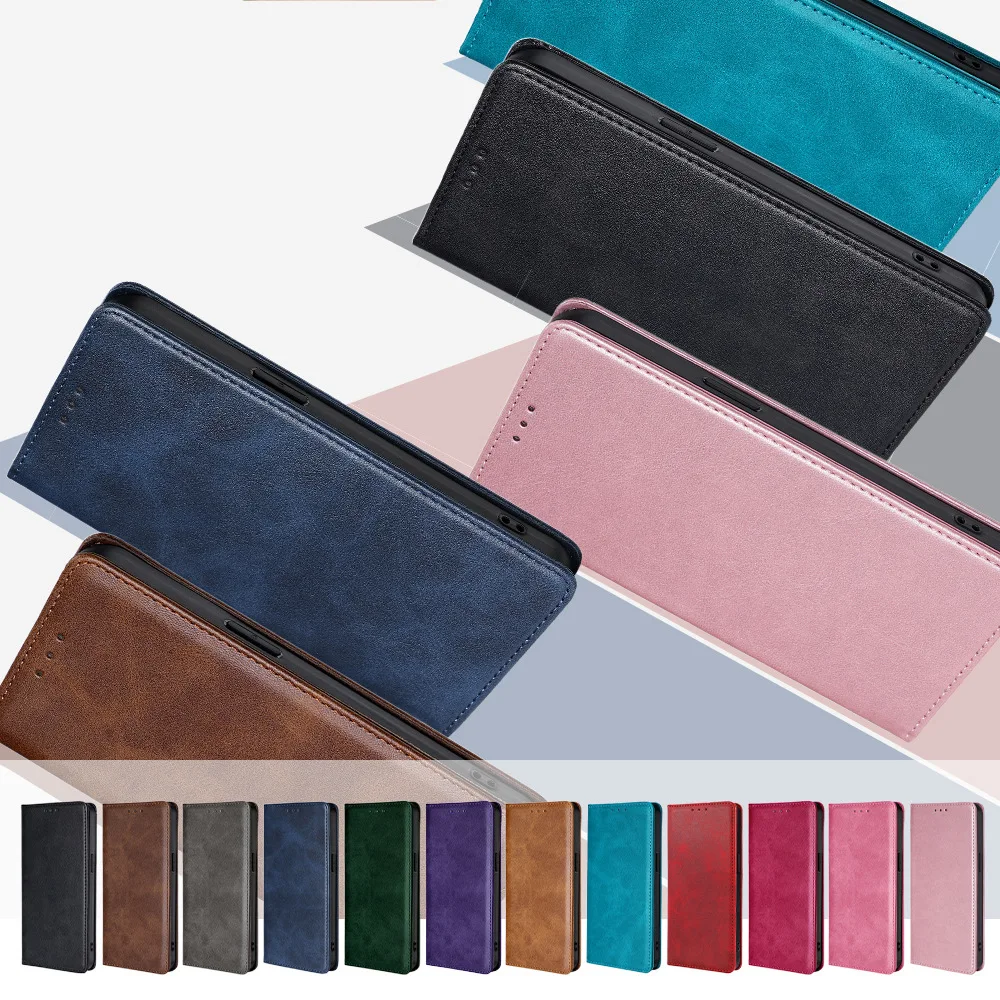 Vintage Flip Leather Wallet Case – Elegant Soft Cover with Holder
