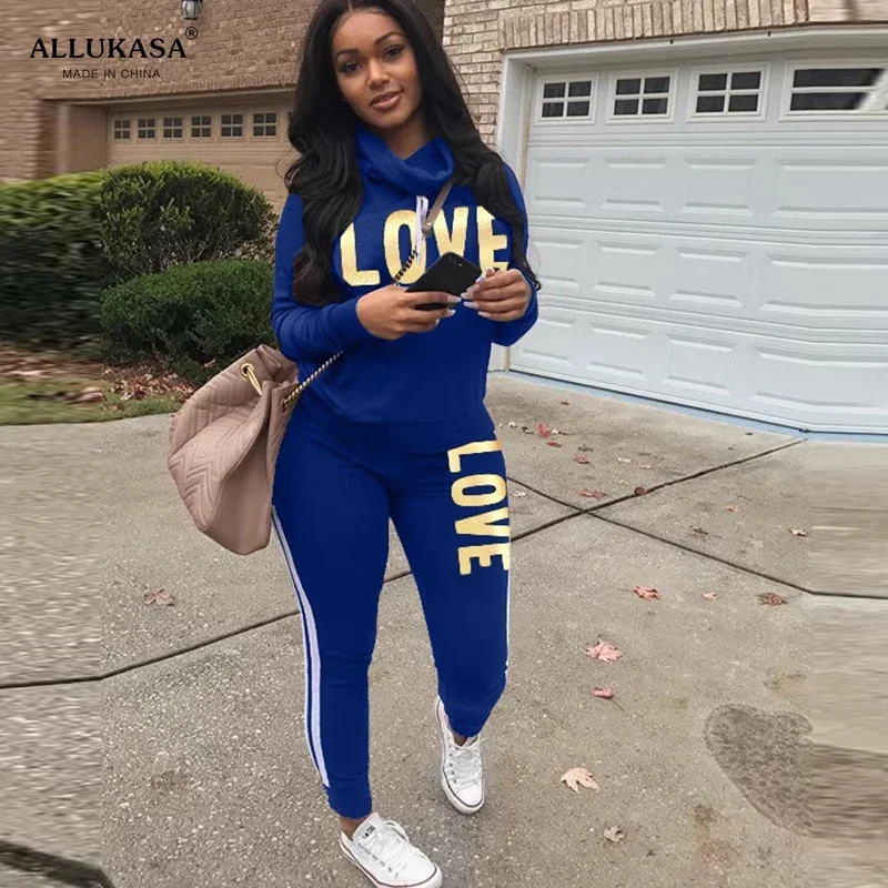 NMZM2 Piece Women's Set High Collar Hooded Sweatshirt Long Pants Sweatwear 2022 Plus Size Street Wear Casual Set