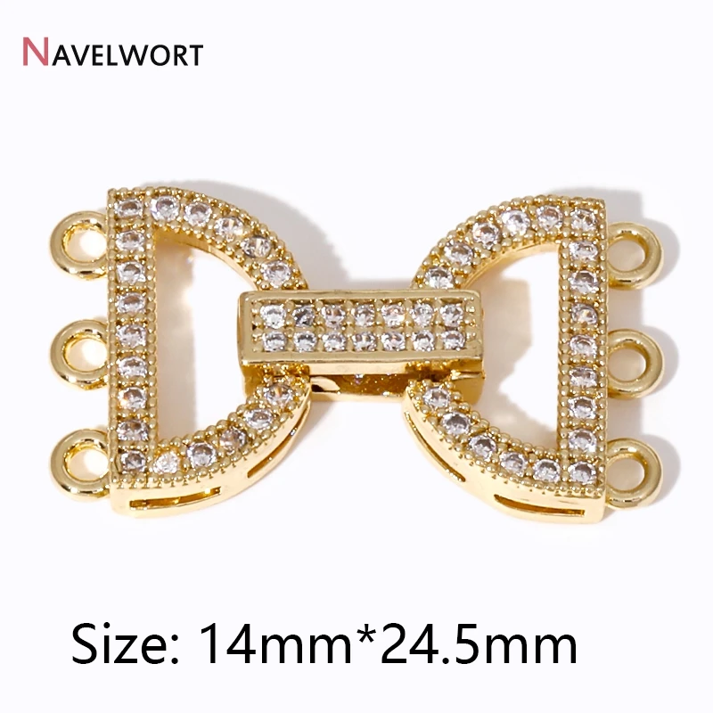 1/2/3Pcs 18K Gold Plated Brass With Zircon Pearl Necklace Clasps,Semicircular Pearl Fastener Lock Closure Clasps Accessories 2