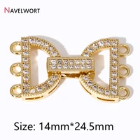 1/2/3Pcs 18K Gold Plated Brass With Zircon Pearl Necklace Clasps,Semicircular Pearl Fastener Lock Closure Clasps Accessories 2