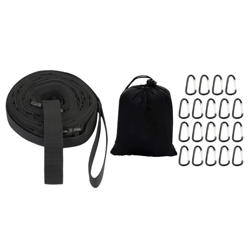 

Tent Camping Rope with 19 Hooks Portable Camping Storage Strap Hanging Rope