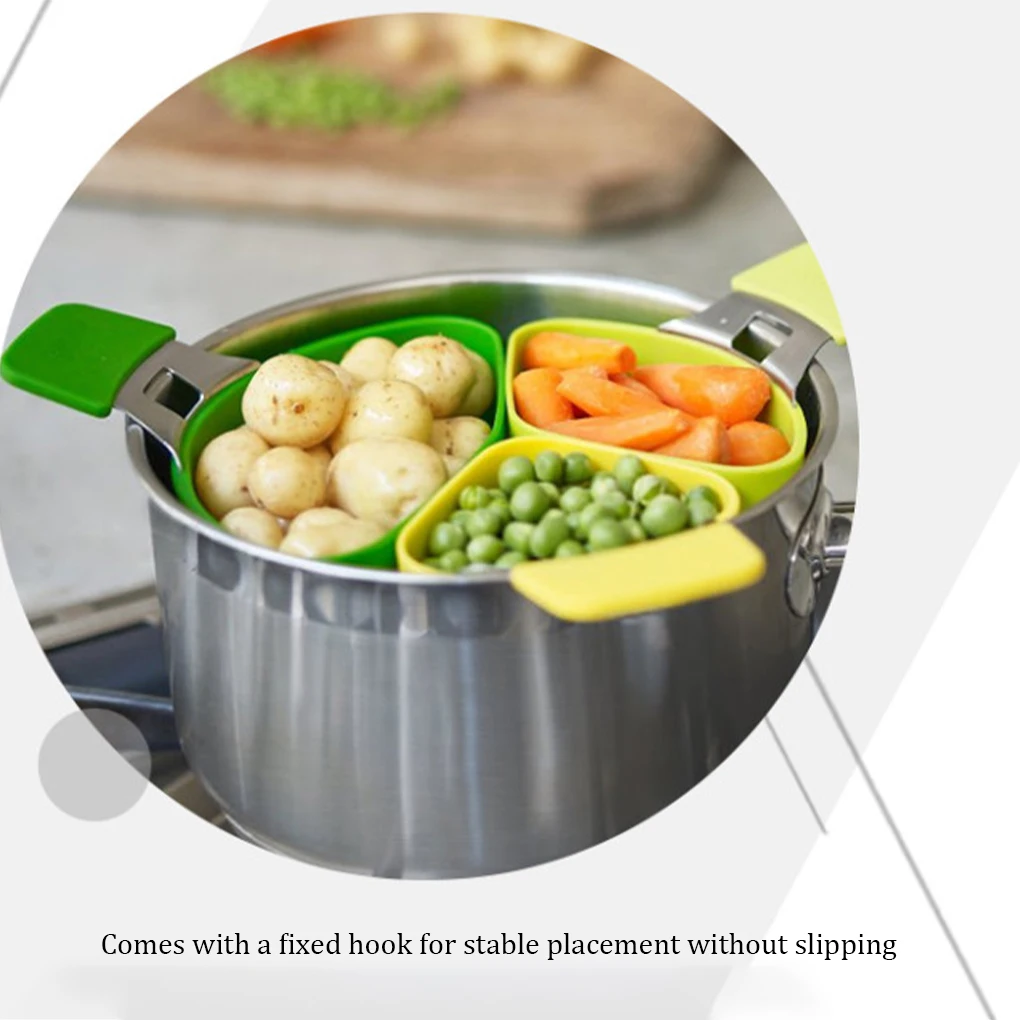 Durable Structure Silicone Egg Steamer Heat Resistant For Eggs Triple Divider Nest Steamer Non-stick