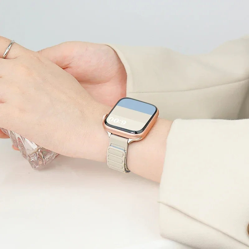 Women's Slim Silicone Magnetic Bracelet Watch Band with Strap